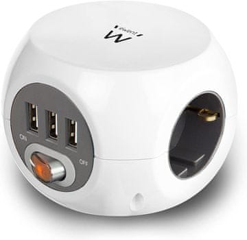 Ewent Ewent EW3939 kocka, 3x utičnice + 3x USB, 1.5m, bijela