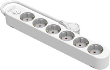 Silver Silver Electronics Protek Plus utičnica, 6x, s prekidačem, 1.5m, IP20, bijela