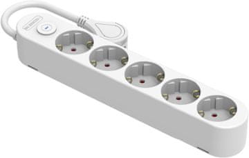 Silver Silver Electronics Protek Plus utičnica, 5x, s prekidačem, 1.5m, IP20, bijela