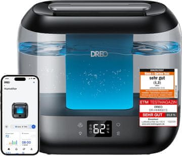 Smart Dreo Smart ovlaživač zraka za spavaću sobu, 4L gornje punjenje, aroma raspršivač