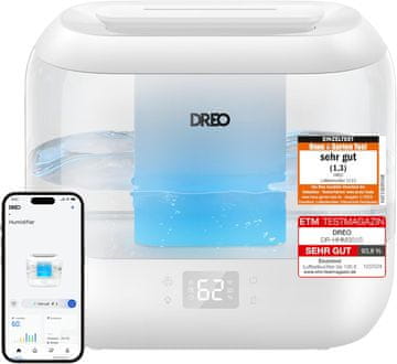 Smart DREO Smart ovlaživač zraka za spavaću sobu, 4L gornje punjenje, aroma raspršivač