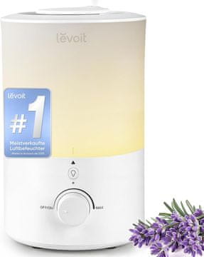 Levoit Levoit ovlaživač zraka za spavaću sobu, aroma difuzor, toplo bijelo LED svjetlo