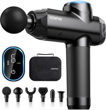 RENPHO RENPHO Power masažna pištolja: 12MM amplituda, 6 brzina, 6 nastavaka