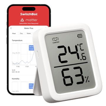 Switchbot SwitchBot sobni termometar/higrometar, Bluetooth, APP kontrola