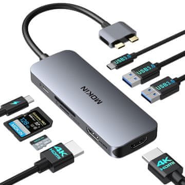 slomart MOKiN Docking Station za MacBook, USB-C Dual Monitor, 8-u-2 Adapter