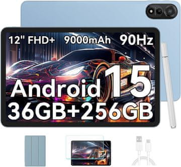 Blackview Blackview Mega2WiFi tablet, 12" 2K 90Hz zaslon, 36GB RAM, 256GB, Android 15