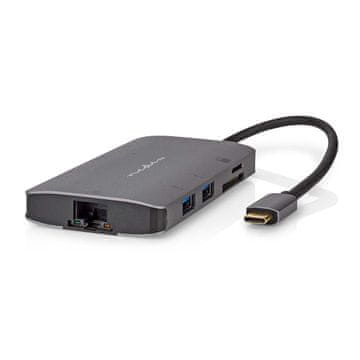 Northix USB višeportni adapter USB 3 2 Gen 1 USB C muški HDMI izlaz Micro SD RJ45 ženski SD USB C ženski 3x USB A ženski 5 Gbps 0 20 m Okrugli Pozlaćeni PVC Antracit Kutija