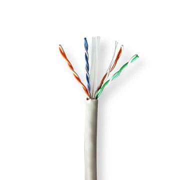 Northix Mrežni kabel u roli CAT6 Čvrsti U UTP Goli bakar 100 0 m Za unutarnju upotrebu Okrugli LSZH Sivi Poklon kutija