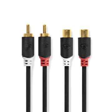 Nedis Stereo audio kabel | 2x RCA muški | 2x RCA ženski | Pozlaćeni | 2,00 m | Okrugli | Antracit | Kutija