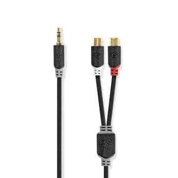 Nedis Stereo audio kabel | 3,5 mm muški | 2x RCA ženski | Pozlaćeni | 0,20 m | Okrugli | Antracit | Kutija