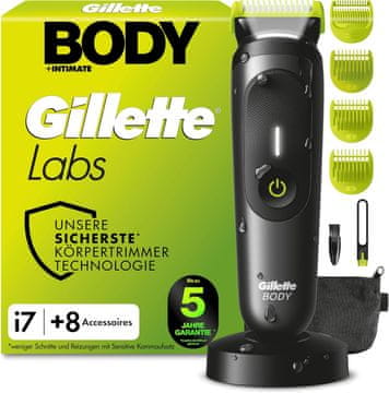 Gillette Gillette Labs i7 Body + Intimate muški brijač, crna/zelena