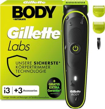 Gillette Gillette Labs i3 Body + Intimate Trimer za muškarce, crna/zelena