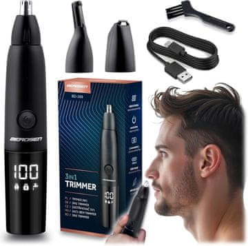 Berdsen Berdsen 3-u-1 električni trimer za dlake u nosu i ušima, LCD, crni