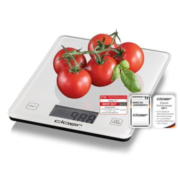Cloer Cloer 6871 Digitalna kuhinjska vaga, 10 kg, staklena površina, bijela