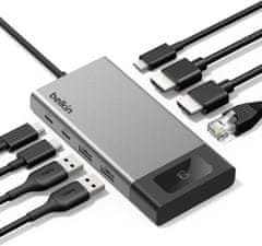 Belkin Belkin USB C Hub 8-u-1, Docking Station 100W PD, 2 zaslona