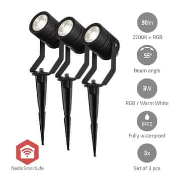 Northix Smartlife vanjska svjetiljka 3 x 90 lm Zigbee 3 0 3 x 3 W RGB 2700 K Aluminij Android IOS
