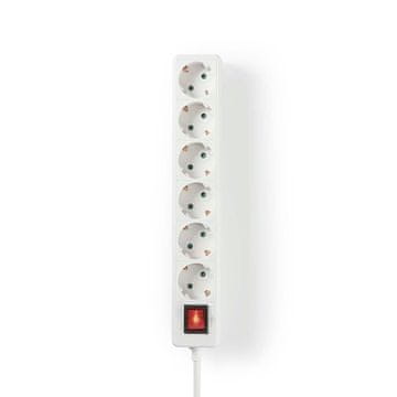 Nedis Produžna utičnica Tip F CEE 7 7 6 polna 1 50 m 3680 W 16 A Vrsta uzemljenja Bočni kontakti 230 V AC 50 60 Hz Kut utičnice 45 H05VV F 3G1 5 mm² Prekidač za uključivanje isključivanje