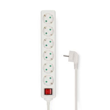 Nedis Produžna utičnica Tip F CEE 7 7 6 polna 3 00 m 3680 W 16 A Vrsta uzemljenja Bočni kontakti 230 V AC 50 60 Hz Kut utičnice 45 H05VV F 3G1 5 mm² Prekidač za uključivanje isključivanje