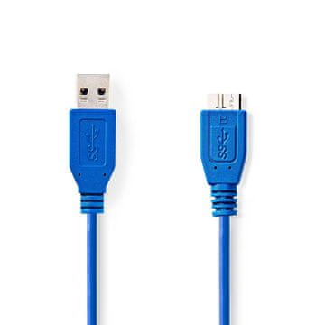 Nedis USB kabel USB 3 2 Gen 1 USB A muški USB Micro B muški 5 Gbps Niklani 5 00 m Okrugli PVC Plavi Plastična vrećica
