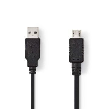 Nedis USB kabel USB 2 0 USB A muški USB Micro A 480 Mbps Niklani 2 00 m Okrugli PVC Crni Plastična vrećica