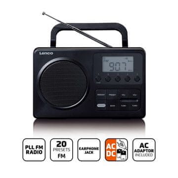 Nedis MPR 035BK Kompaktni prijenosni FM radio s LCD zaslonom crne boje
