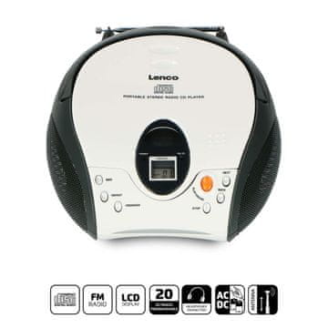 LENCO Prijenosni stereo FM radio s CD om bijele boje