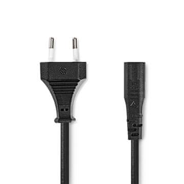 Nedis Kabel za napajanje Euro muški IEC 320 C1 Ravni Ravni Poniklani 2 00 m Spiralni PVC Crni Etiketiranje