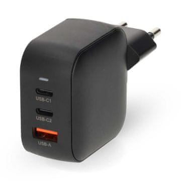 Nedis Zidni punjač 70 W GaN PD3 0 Značajka brzog punjenja 1 5 2 25 2 5 3 0 3 5 A Broj izlaza 3 USB A 2x USB C Automatski odabir napona Crna