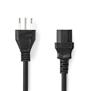 Northix Kabel za napajanje | Italija Muški | IEC-320-C13 | Ravni | Ravni | Poniklani | 2,00 m | Okrugli | PVC | Crni | Etiketiranje