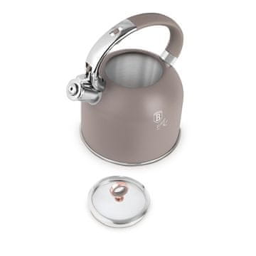 Berlingerhaus Zviždeći čajnik BH-8914 sa staklenim poklopcem 3 L Taupe kolekcija
