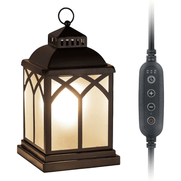 Nikcorp Električna mirisna lampa za svijeće, grijač voska s timerom 2, 4 i 8 sati, podesiva svjetlina, metalna dekorativna lampa za dom, 25 W, dimenzije 12 x 12 x 22 cm, crna boja, sigurno otapanje bez dima