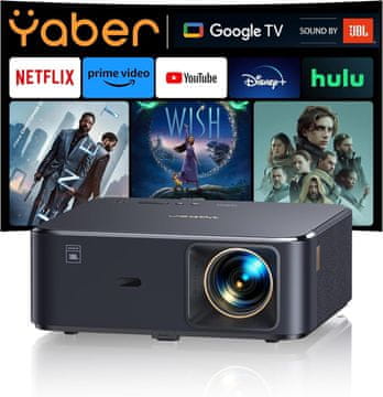 slomart YABER 4K projektor s Android TV, JBL zvukom, Dolby Audio, WiFi 6
