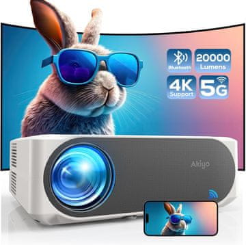 slomart AKIYO O8 WiFi Projektor - Full HD 1080P, prijenosni projektor za vanjsko kućno kino