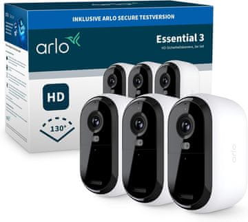 Arlo Arlo Essential 3 HD vanjska nadzorna kamera, Akku, WiFi, 3-dijelni set