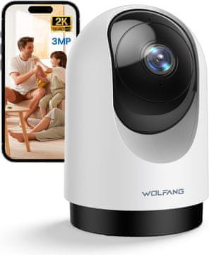 slomart WOLFANG unutarnja Wi-Fi nadzorna kamera, 2K, 360 PTZ, automatsko praćenje