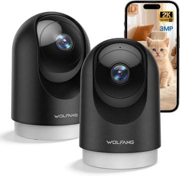 slomart WOLFANG unutarnja 2K nadzorna kamera, 360 PTZ, WiFi, praćenje, noćni vid, dvosmjerna komunikacija