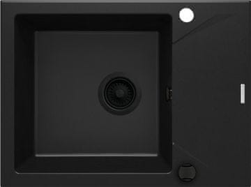 Granite DTA Jednodjelni granitni sudoper s ocjeđivačem, Crni (Black)