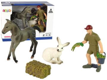 slomart LEAN TOYS Set figura životinja: konj, zec, poljoprivrednik