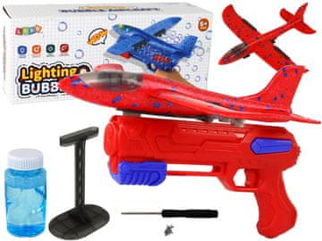 slomart LEAN TOYS Avion - lansirna raketa za mjehuriće od sapunice, crveni