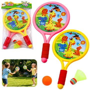 slomart LEAN TOYS Dječje reketi za badminton (životinje), žuto-ružičasti