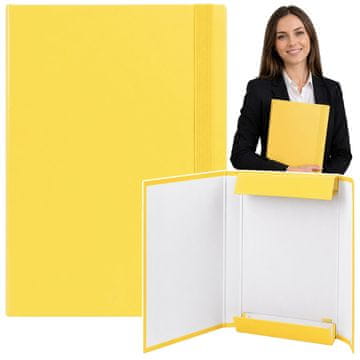 slomart LEAN Tvrda mapa s preklopima i gumicom, žuta, A4, 4,5 cm