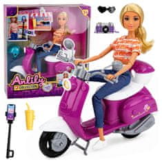Anlily LEAN TOYS Lutka Anlily na Skuteru, Ljubičasto-Bijeli, s dodacima