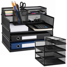 slomart LEAN Metalni organizator s policama za dokumente i pribor - crni