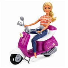 Anlily LEAN TOYS Lutka Anlily na Skuteru, Ljubičasto-Bijeli, s dodacima