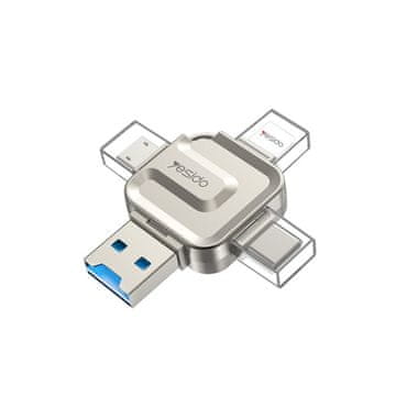 Northix Yesido 4-u-1 USB čitač memorijskih kartica OTG adapter