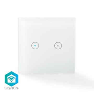 Nedis SmartLife prekidač za napajanje Wi Fi Dvostruki Zidni nosač 1000 W Android IOS Staklo Bijela