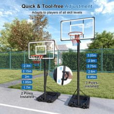 Northix Prijenosni košarkaški koš, podesivi 1,6-3 m, ploča od 109 cm