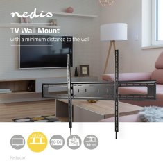 Nedis Fiksni nosač za TV na zid 60 100 Maksimalna podržana težina zaslona 75 kg Minimalna udaljenost od zida 30 5 mm Metal Čelik Crna