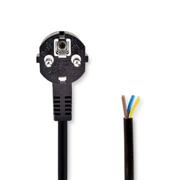 Nedis Kabel za napajanje | Muški konektor za napajanje | Otvoreni | Kutni | Ravni | Poniklani | 3,00 m | Okrugli | PVC | Crni | Etiket