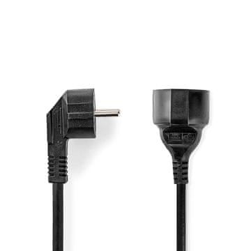 Nedis Kabel za napajanje | Muški priključak za napajanje | Ženski priključak za napajanje | Kutni | Ravni | Poniklani | 5,00 m | Okrugli | PVC | Crni | Etiketiranje